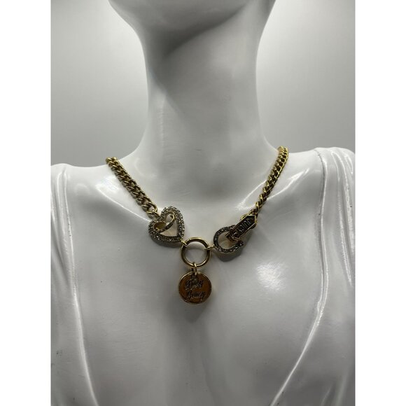 Vintage Juicy Couture Gold-Tone Heart & Horseshoe Charm Necklace 16" L - Picture 1 of 16